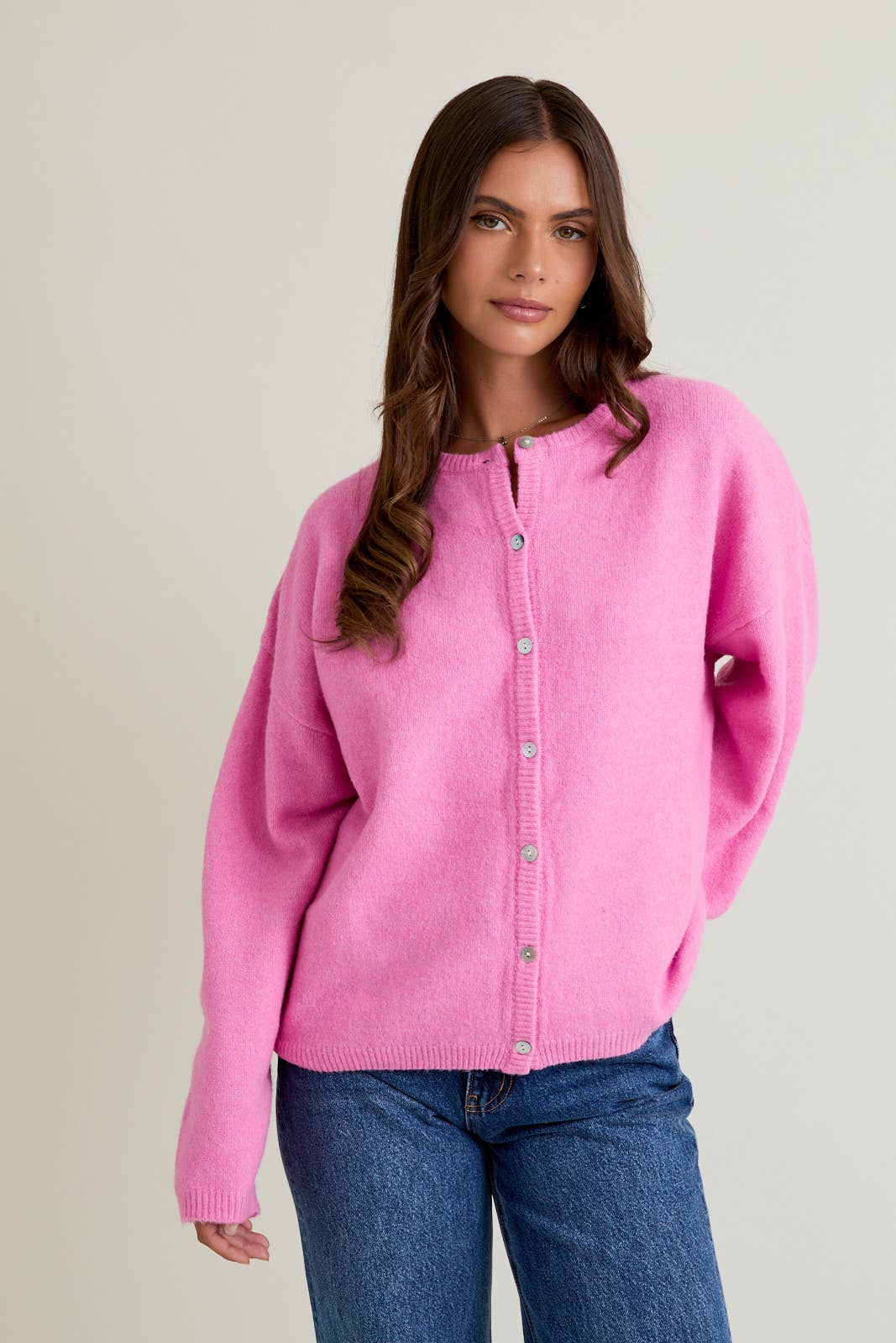 LE LIS - Wholesale Cardigan - Women's - LONG SLEEVE CREW NECK SWEATER CARDIGAN65