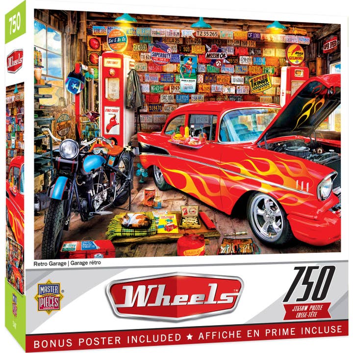 Wheels - Retro Garage 750 Piece Puzzle for wholesale by Masterpieces Puzzles