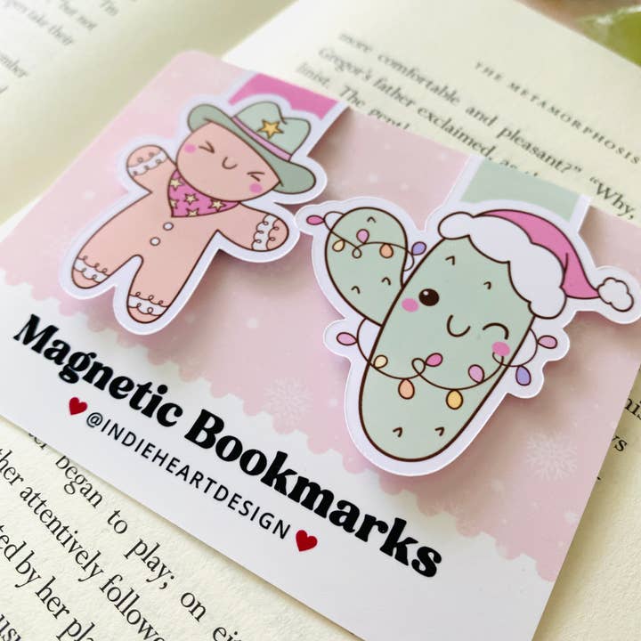 Holiday Magnetic Bookmark Gift Set – Cowboy Gingerbread for wholesale by Indie Heart Studio