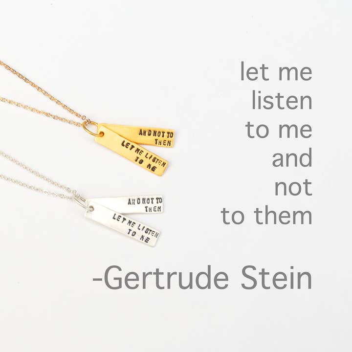 Gertrude Stein Quote Necklace for wholesale by Chocolate and Steel