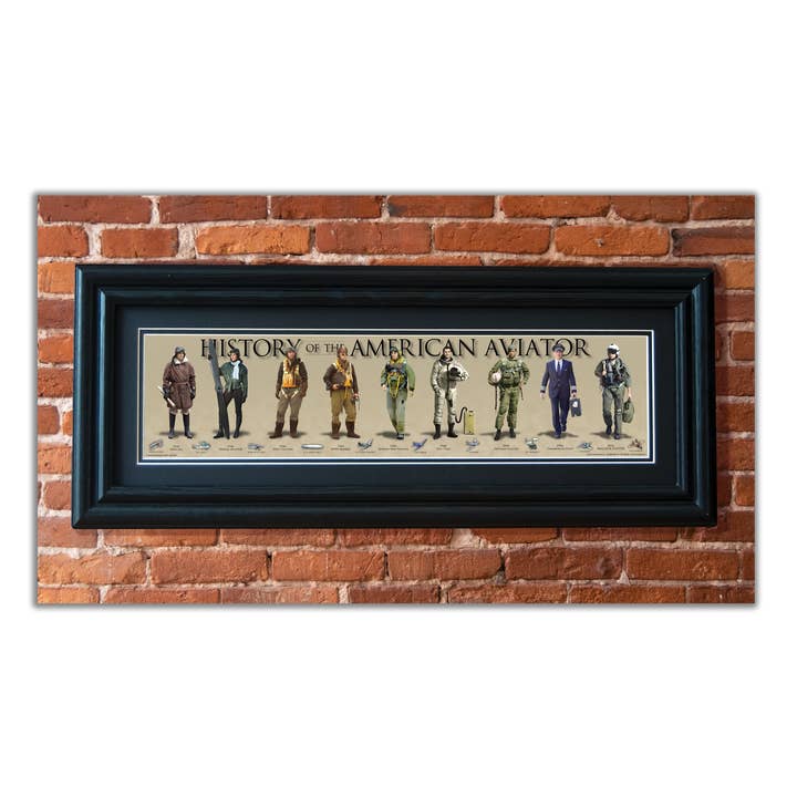 Geschichte des amerikanischen Fliegers - Gerahmt 2" Schwarz Doppelt Mattiert, Gerillte Leiste 6" x 24" für den Großhandel von History America