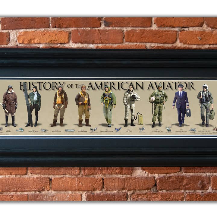 Aviator, con marco negro de 2 pulgadas, 6 x 24 pulgadas para venta al por mayor de History America