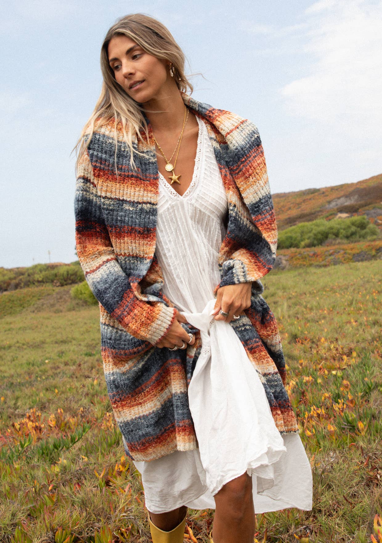 Lovestitch - Vente Cardigan – femme - Cardigan ouvert à manches longues en tricot Space Dye12