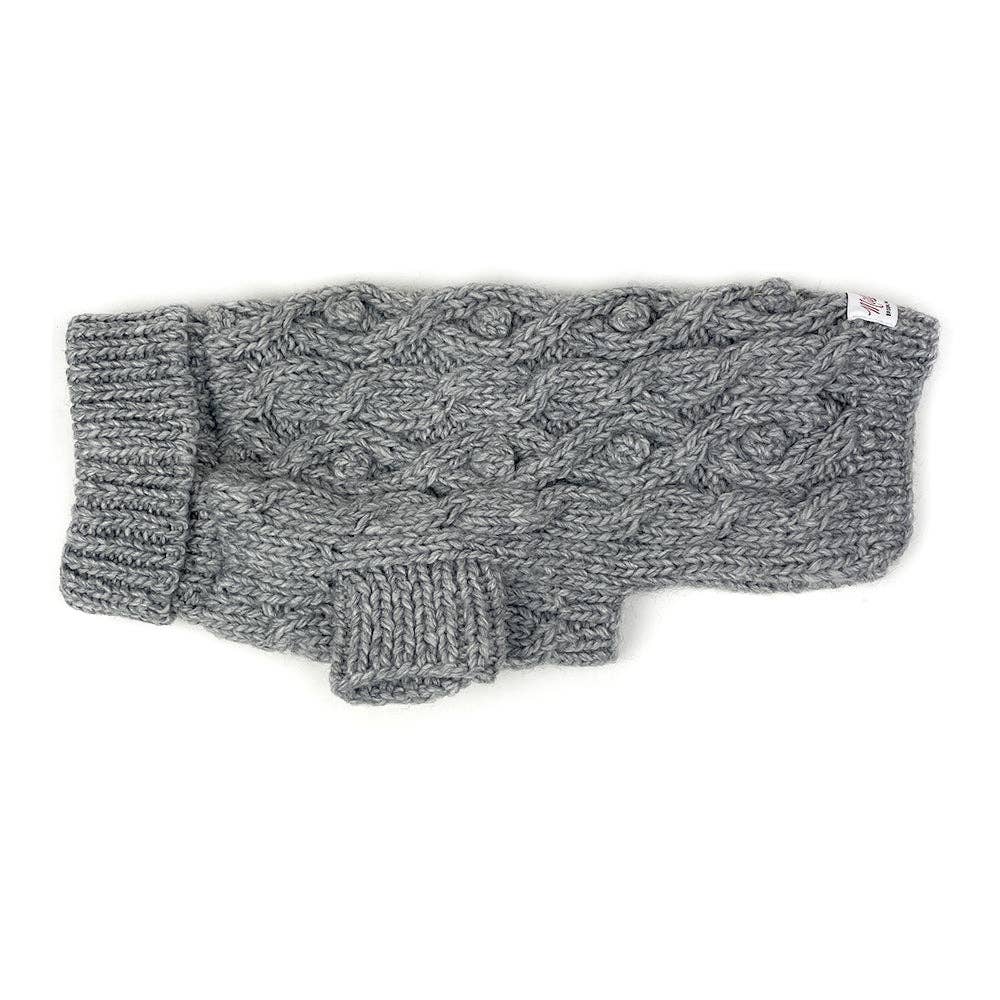 Milltown Brand - Wholesale Pet Sweater - Dog - Cable Knit Dog Sweater with Pom Pom - Grey3