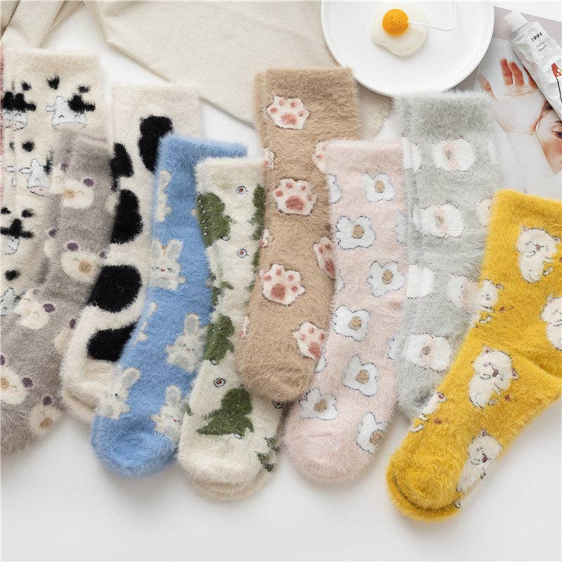 Gohobi （We cover U.S. import duties） - Vente Chaussettes – femme - Chaussettes en polaire Gohobi avec animaux mignons16
