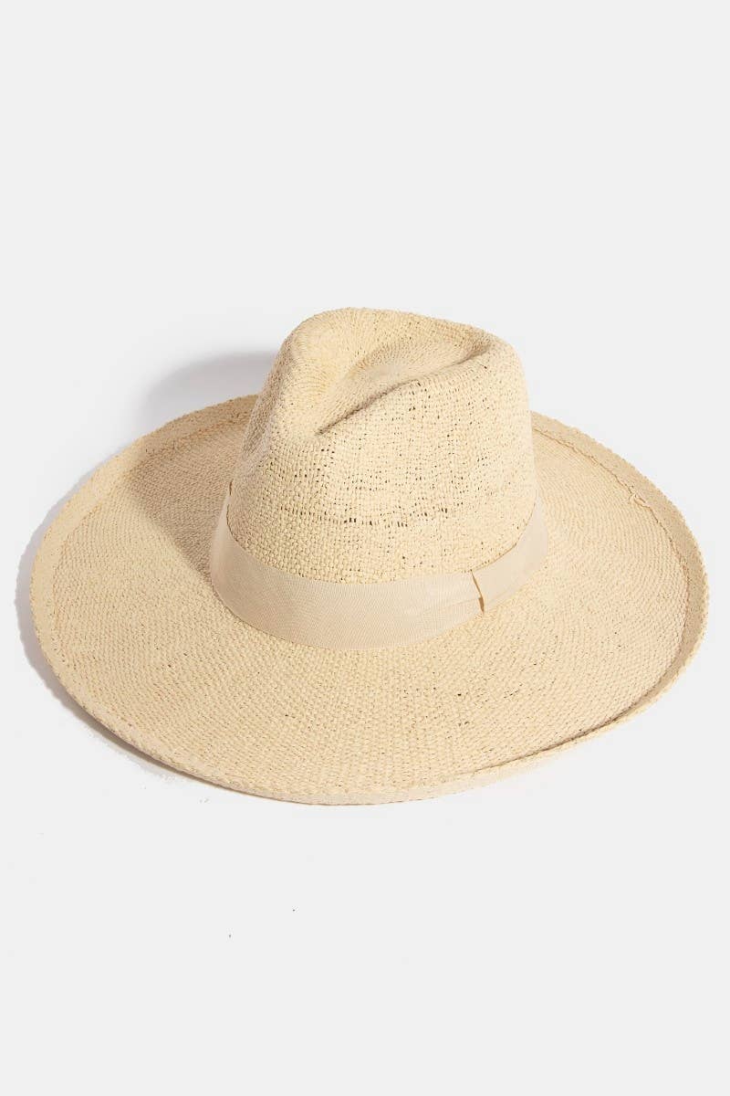 Collections by Fame Accessories - Vente Chapeau de paille – femme - Chapeau en paille style Panama0