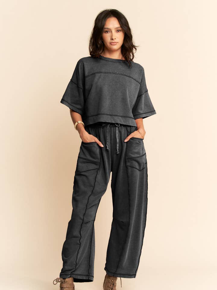 MINERALVASKET SÆT MED BLØTTEDE TØNDEBUKSER for engroshandel hos Davi & Dani