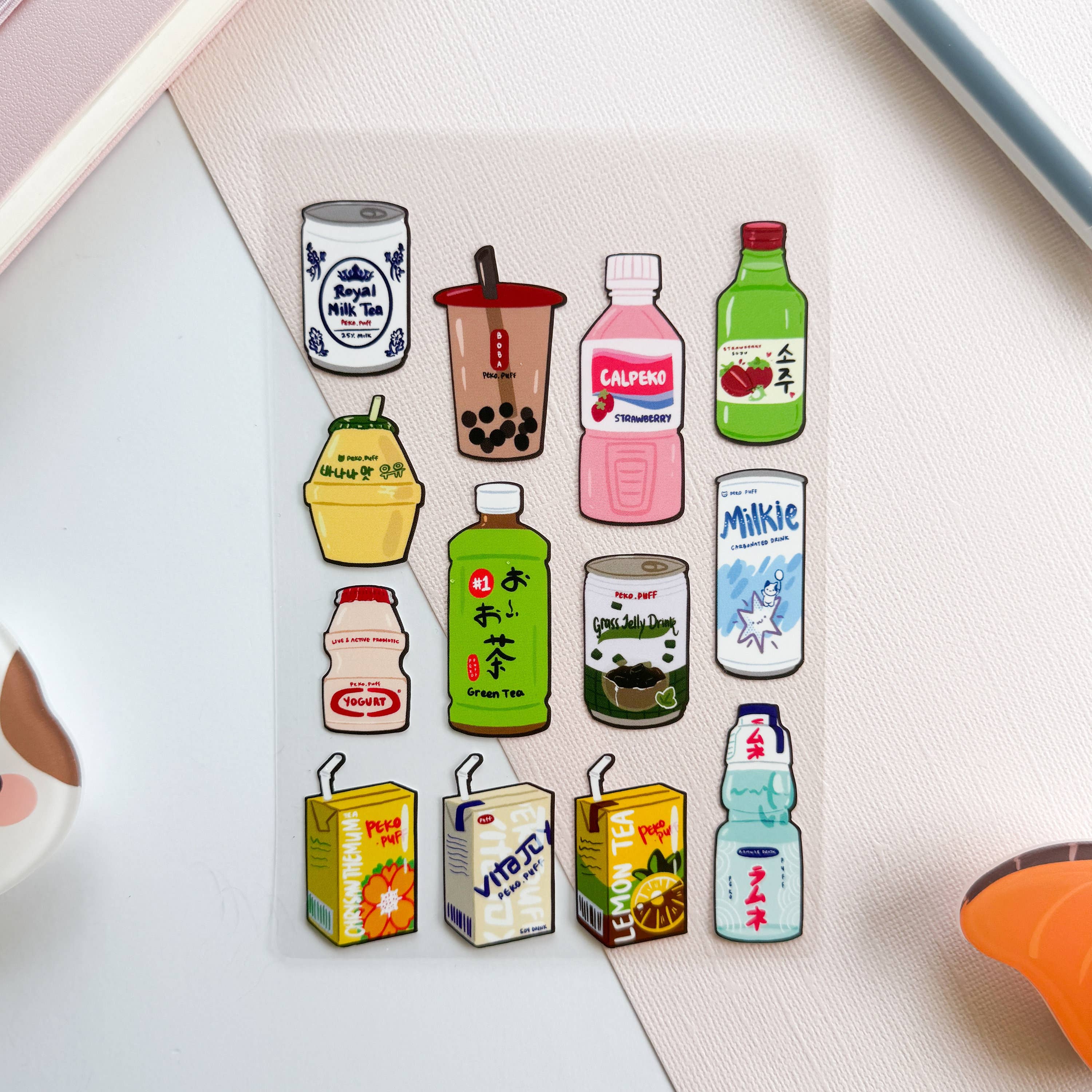 PekoPuff - Wholesale Sticker - Nostalgic Asian Drinks Matte Waterproof Deco Sticker Sheet1