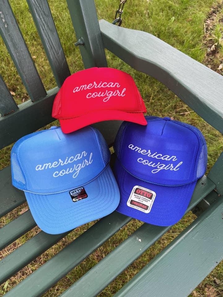 American Cowgirl Fourth Of July Trucker Hat for wholesale by The Vaulty