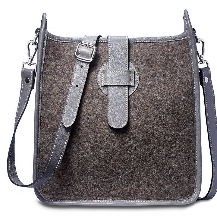 Bailey Umhängetasche - Wollmischung - Taupe Leder für den Großhandel von Modus Rio