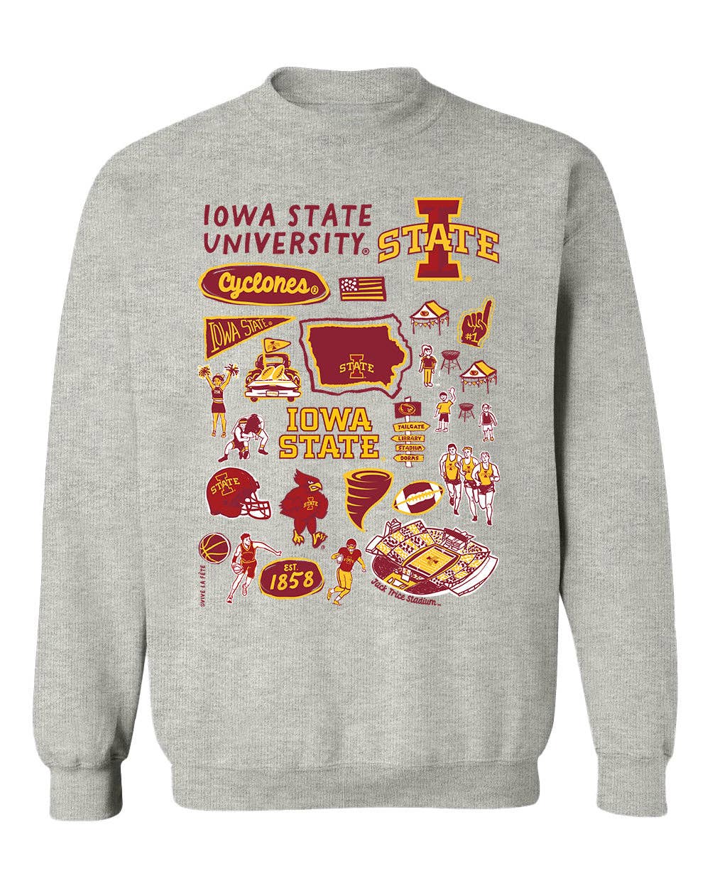 Vive La Fete - Wholesale Graphic Sweatshirt - Women's - Iowa State Cyclones ISU Vive La Fete Impressions Red Cotton Crewneck Sweatshirt for Women1