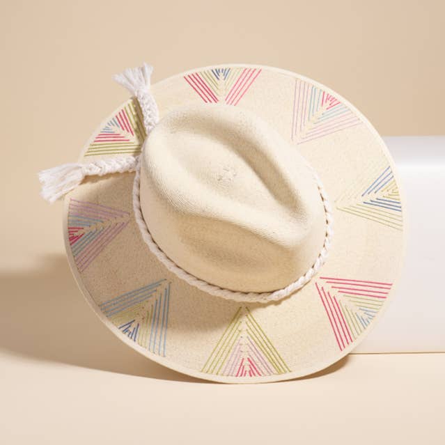 Hand-Stitched Fine Palm Hat - Fiesta Triangles for wholesale by COCOMAR