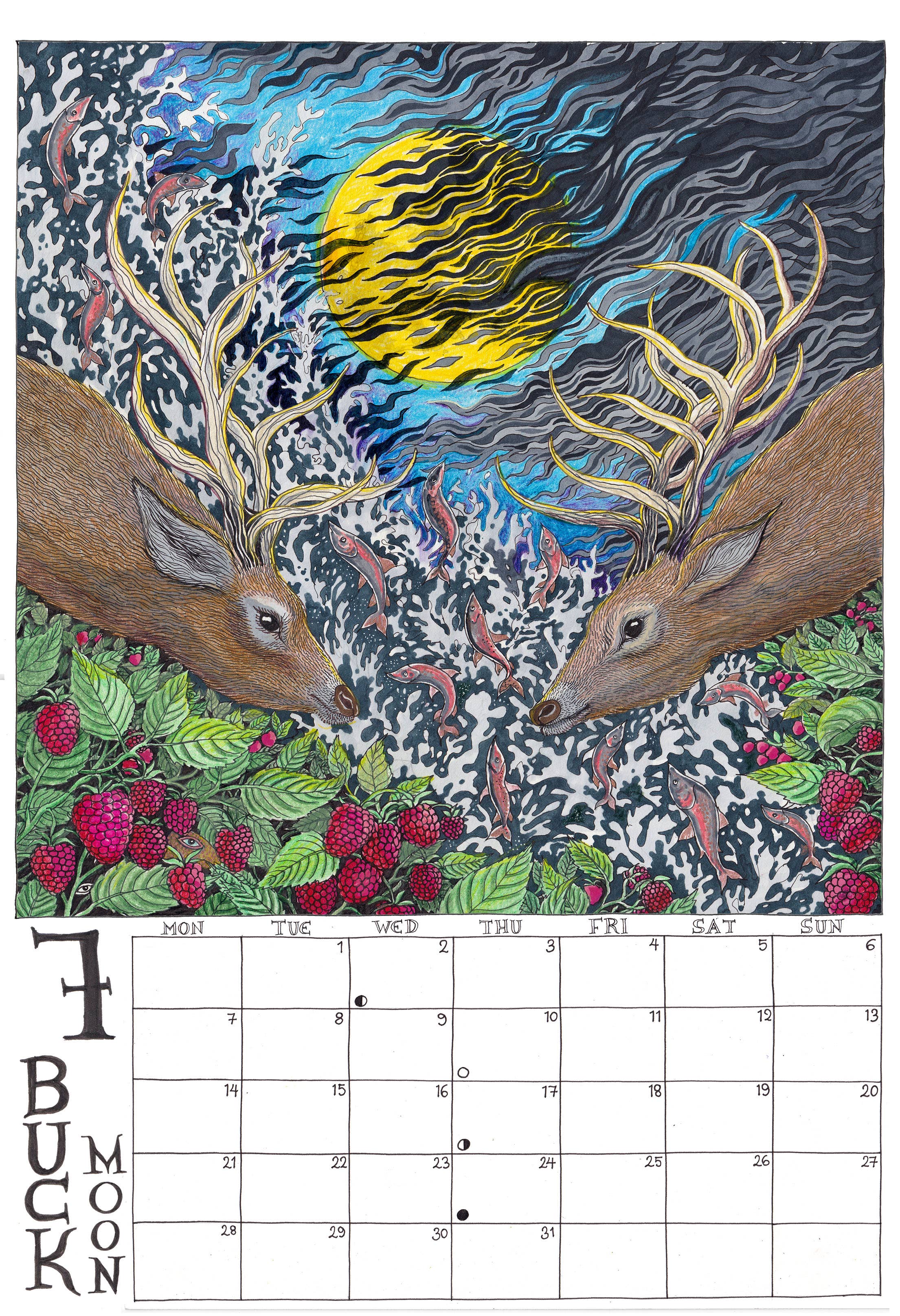 Fox & Comet - Wholesale Calendar - Illustrated Wall Calendar - The Calendar of the Full Moon7
