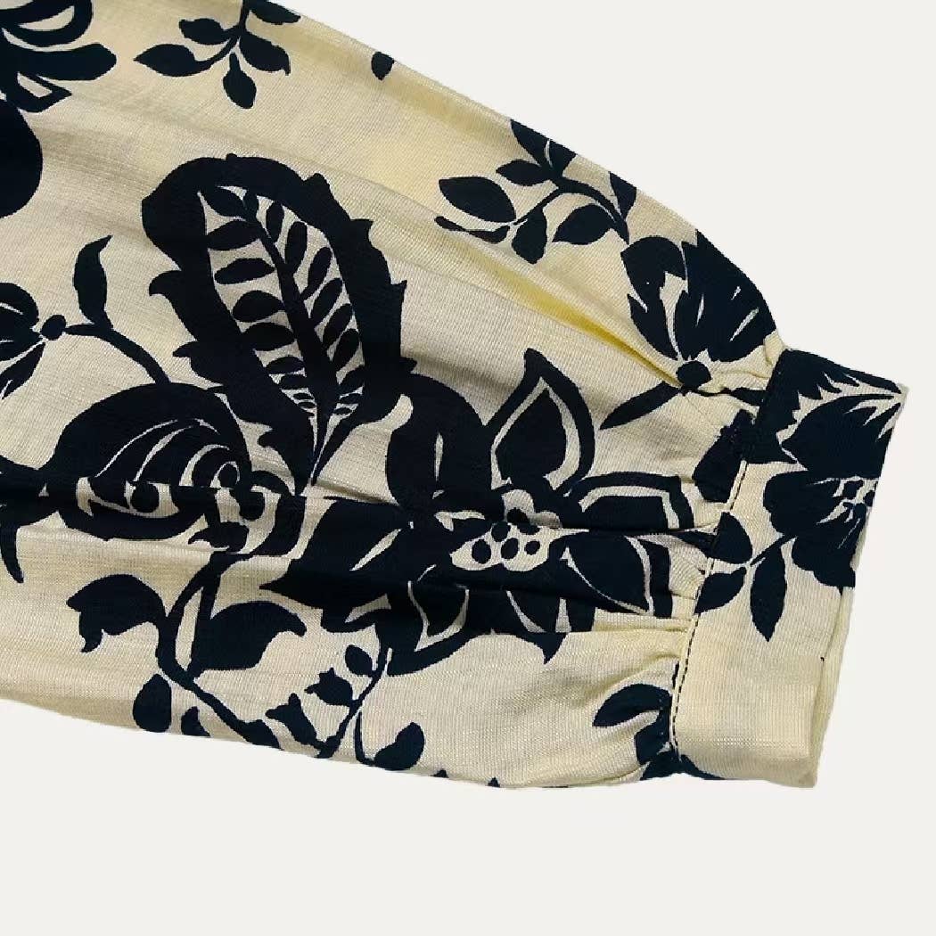 APRICOT Trendy Floral Print V Neck Long Sleeve Top for wholesale on Faire2