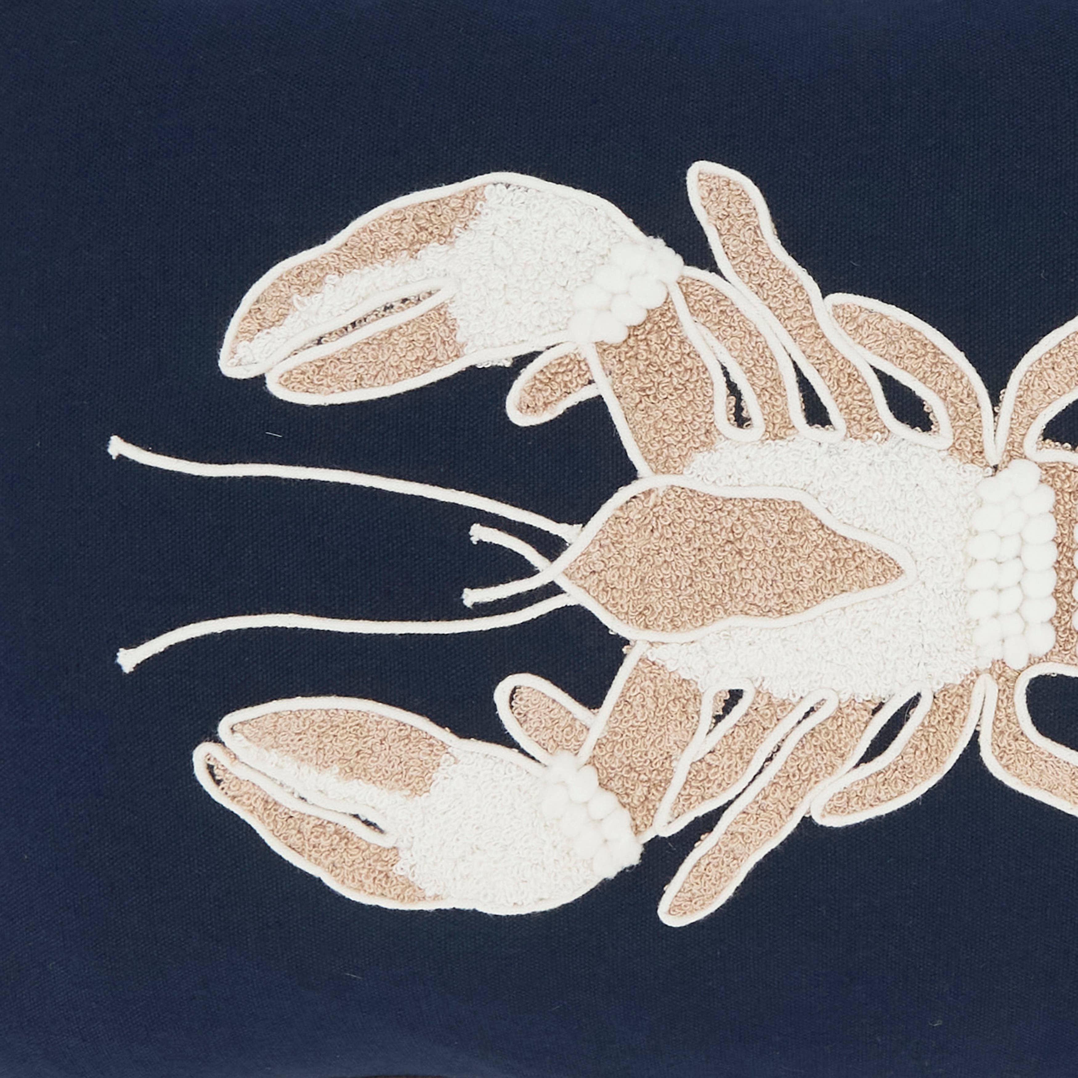 Navy Blue Embroidered Lobster Pillow for wholesale on Faire5