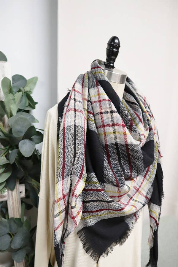 Plaid Oversized Blanket Scarves for wholesale on Faire1