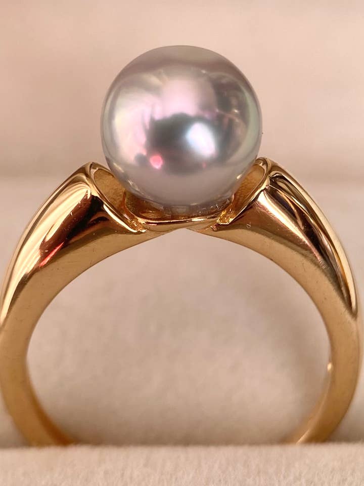 Fejlfri 8,5 mm japansk sølvgrå Madama Akoya perlering for engroshandel hos b29