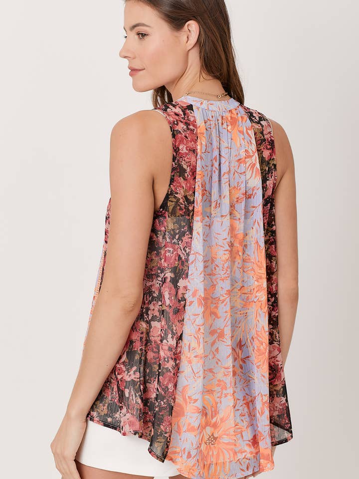 60701 Top Flowy com estampa mista por atacado de Mystree