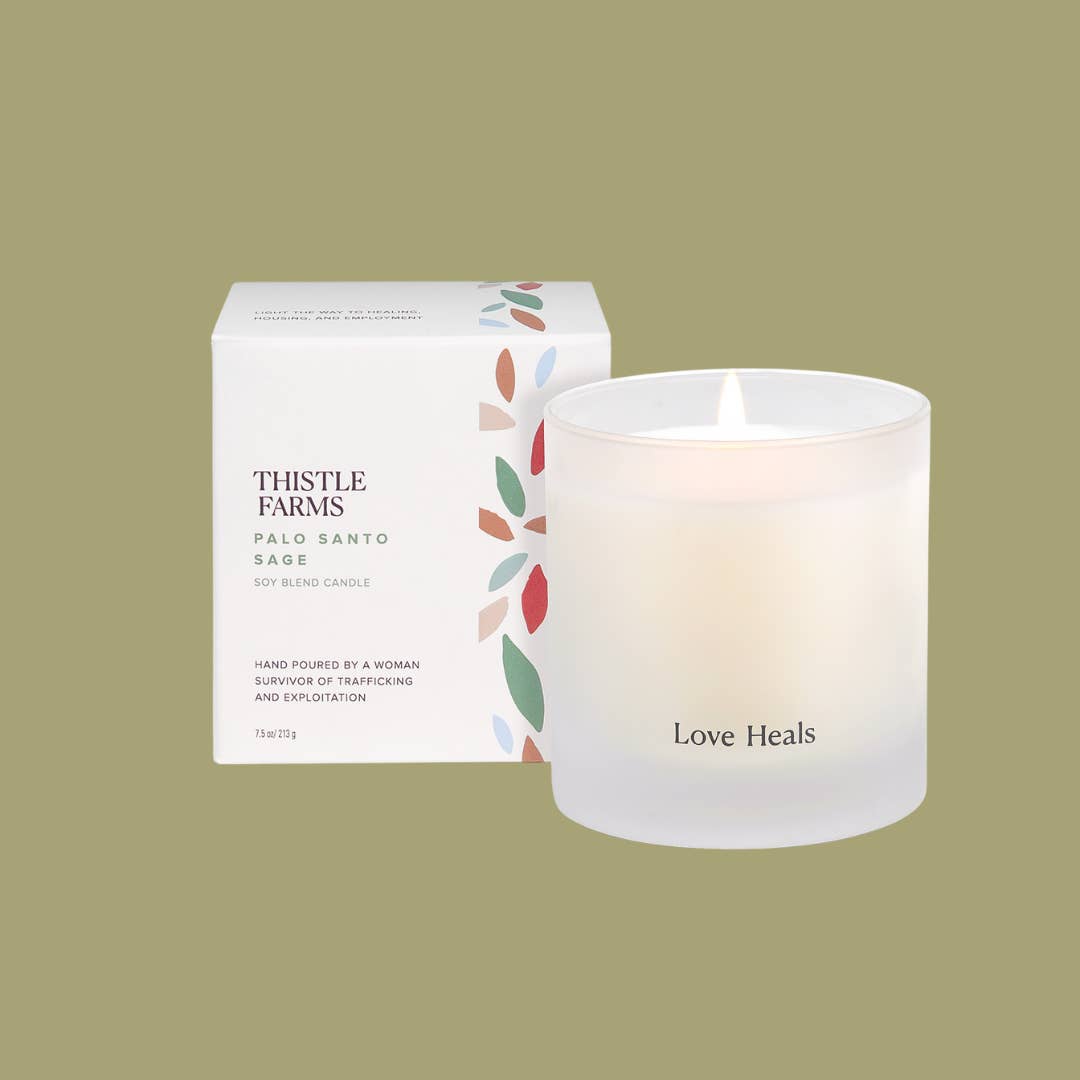 Thistle Farms - Wholesale Jar/Filled Candle - Palo Santo Sage Soy Candle Love Heals Collection