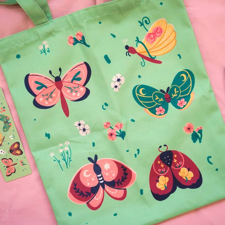 The Moonborn - Wholesale Tote Bag - Women's - Moths & Wildflowers Tote Bag1