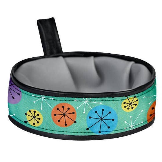 Trail Buddy Collapsible Dog Travel Bowl - Atomic Starbursts for wholesale by Cycle Dog