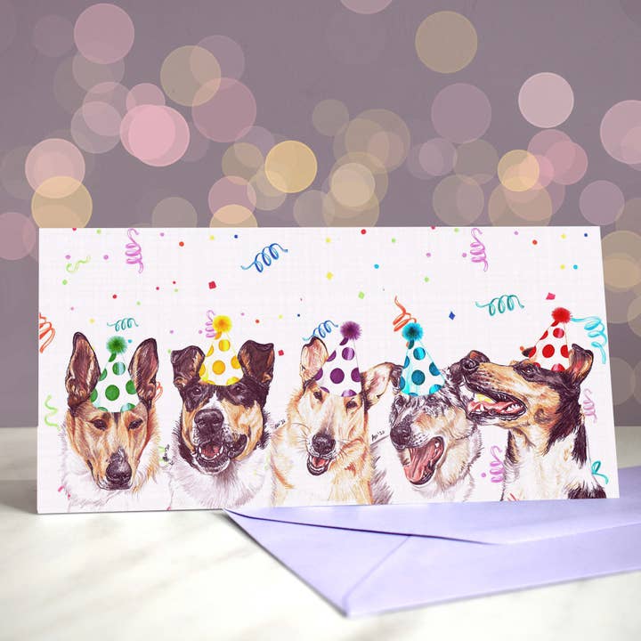 Smooth Collie - Birthday Greetings Card for wholesale by Amber Marie Studio