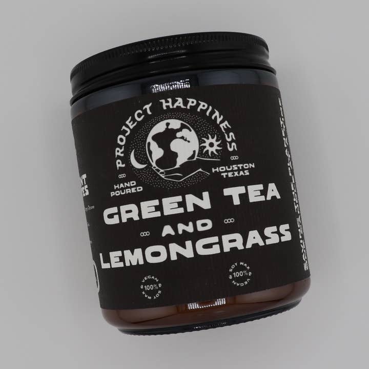 Green Tea and Lemongrass Soy Candle - 8oz | Citrus Scent for wholesale by Project Happiness Candle Co.