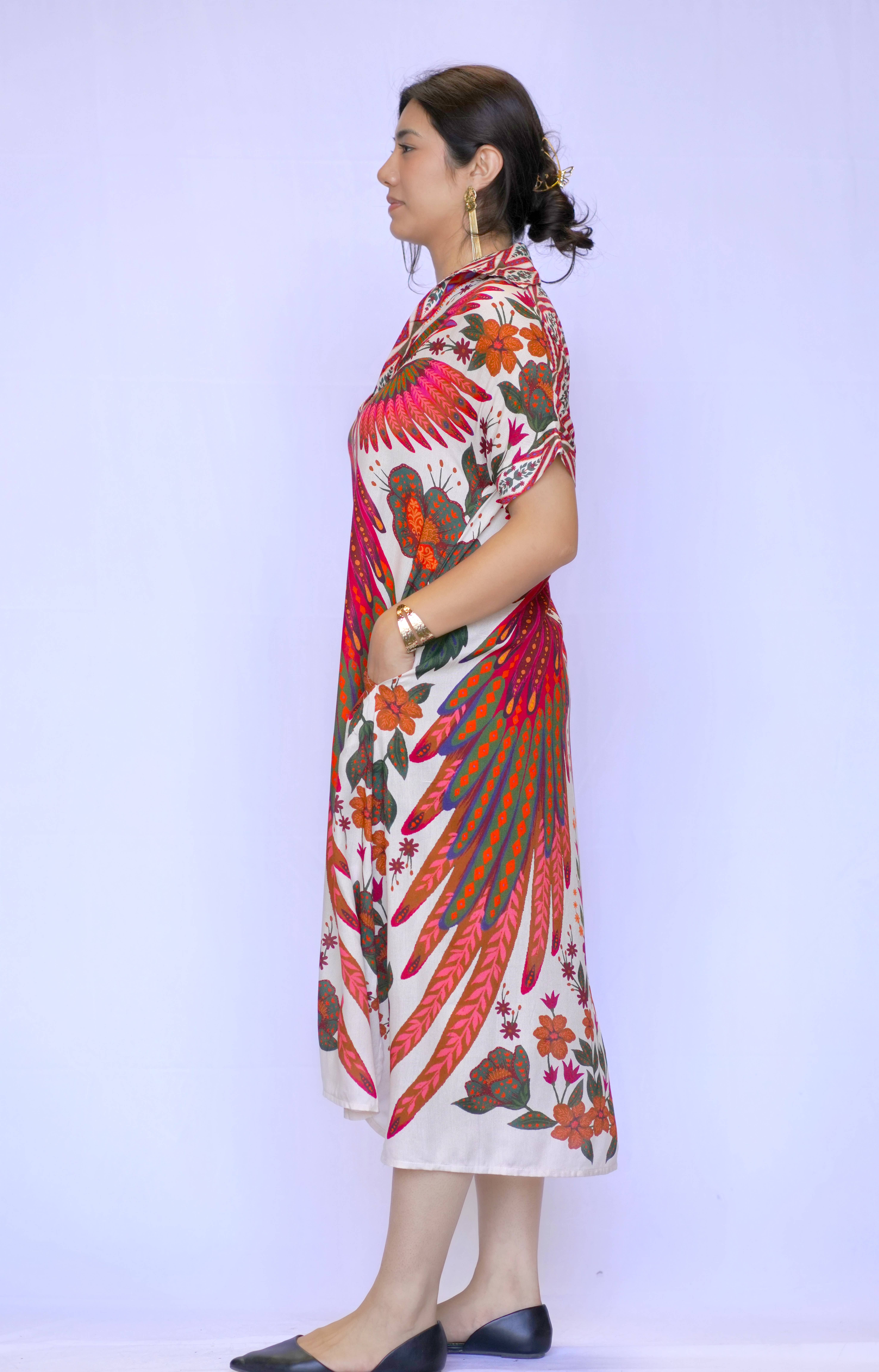 Dolma - Wholesale Dress - Women's - Tallulah Print Dress-Beige Plum1