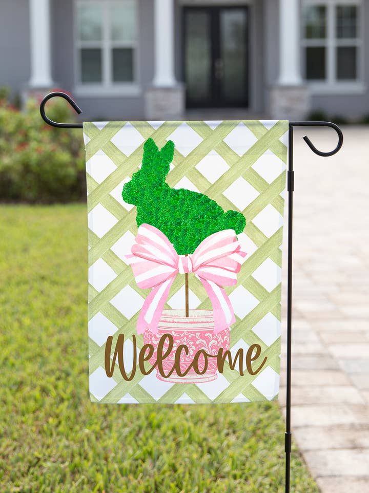 Easter Garden Flag - Bunny Topiary for wholesale by The Navy Knot