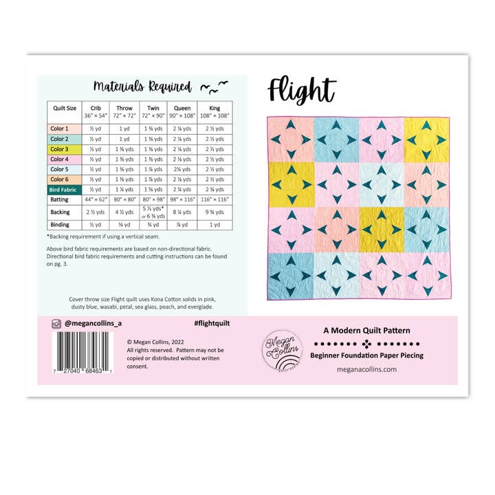 Flight Quilt Pattern for wholesale by Megan Collins Quilt Design