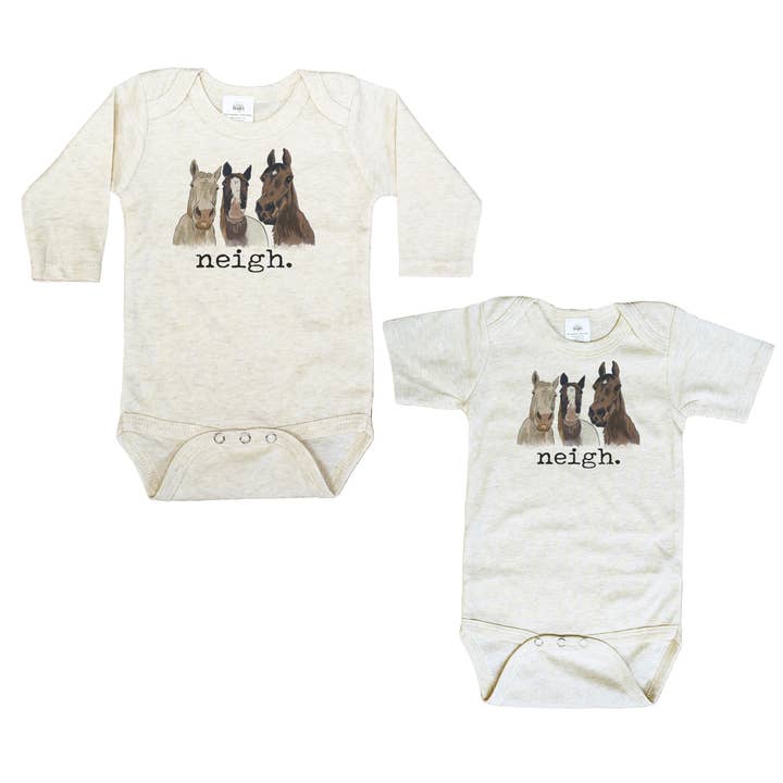 „Neigh“ Horse Country Western Farm Kleidung für Babys, Jungen und Mädchen für den Großhandel von Barefoot Baby