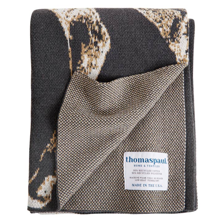 THOMASPAUL - Wholesale Throw Blanket - Deer Throw – Recycled Cotton Blend, Made In USA (Charcoal)5