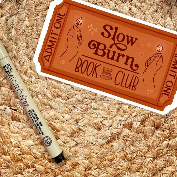 Slow Burn Book Club Sticker | Romance Reader Kindle Stickers for wholesale by Serafine Art and Design