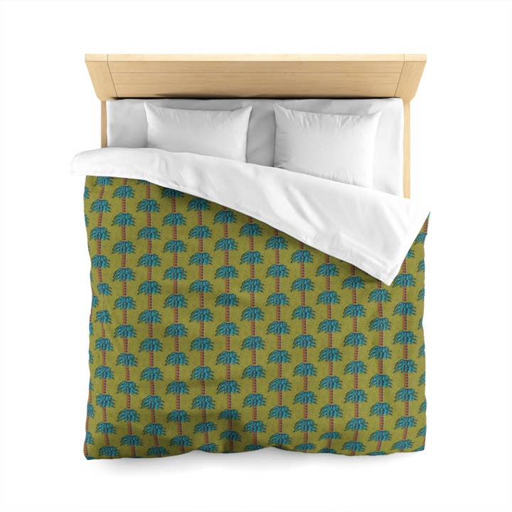 Tiki Palm Olive Duvet Cover for wholesale by B.Maraffi Art and Home