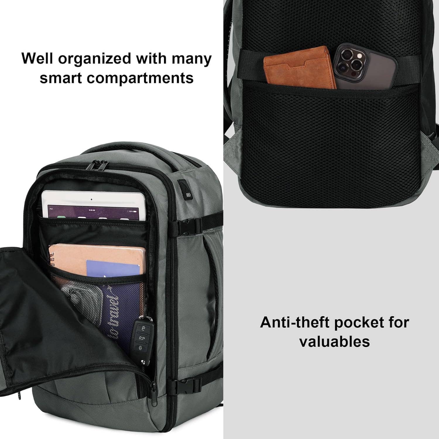 wandf - Wholesale Backpack - Unisex - 20L Underseat 13 Pockets Carry on Travel Bag with USB Port41