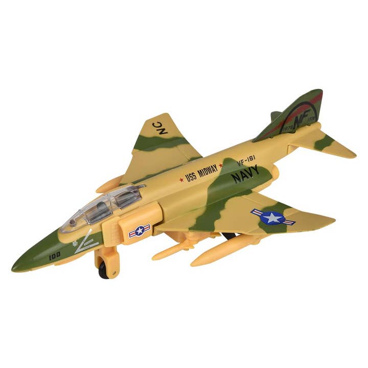 The Toy Network - Wholesale Toy Plane - Kids - 7" Die-Cast Pull Back F-4 Phantom 6pcs/Display3