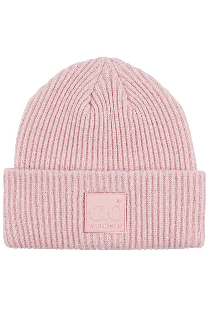 Hana - Wholesale Beanie - Women's - C.C Solid Ribbed Knit Beanie With Rubber Patch0