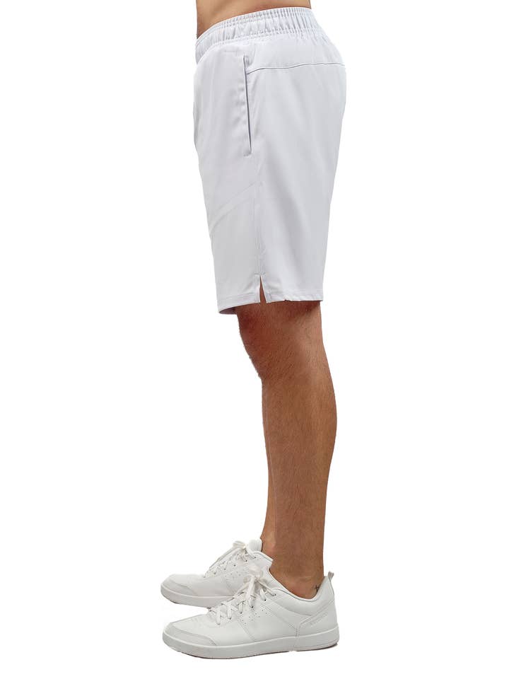 White Men's Tennis Shorts - Spin Shorts with Pockets & UV Protection for wholesale on Faire