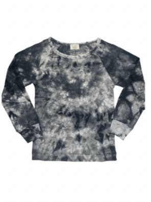 Long Sleeve Tie Dye Tee- Black for wholesale by Lulie Collection
