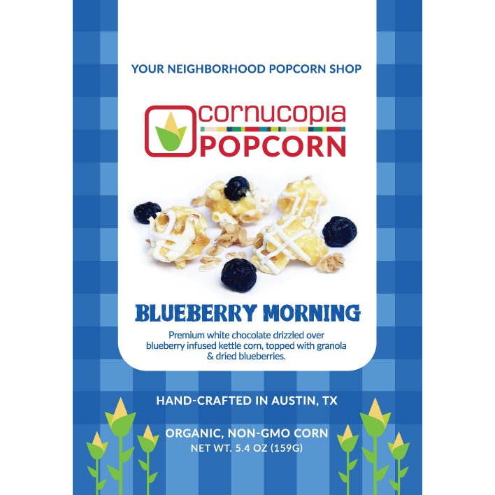 Cornucopia Popcorn - Wholesale Popcorn - NEW! Blueberry Morning Signature Bag- 10pk- Spring Flavor1