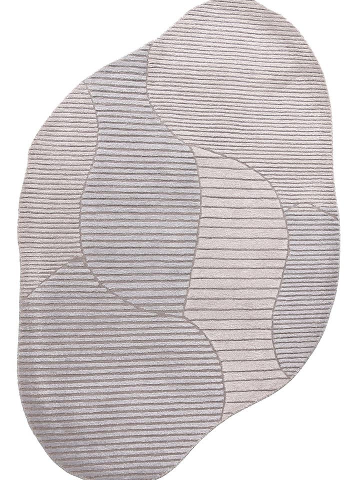 Stone Modern Ripple Lines Gray and Lilac Hand Tufted 5x7 Wool Rug for wholesale by The Rug Decor, Inc.