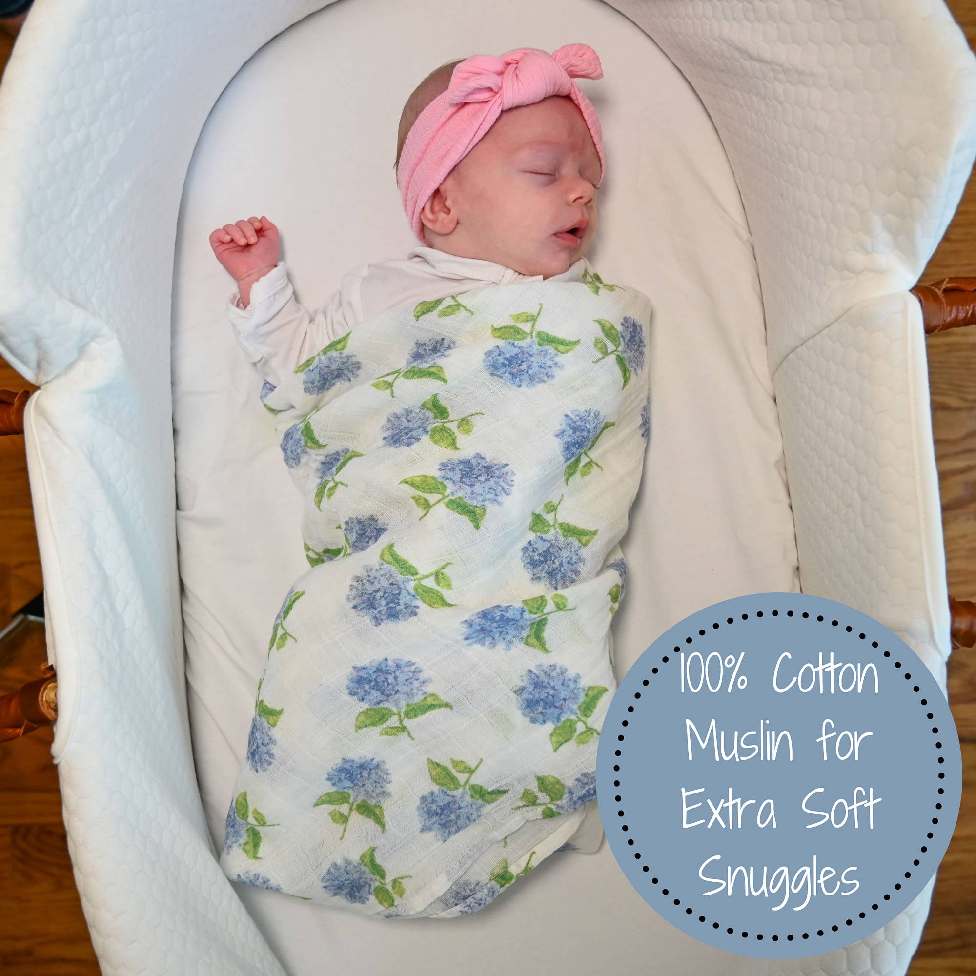 LollyBanks - Wholesale Swaddle - Baby - You Had Me At Hydrangea Baby Muslin Swaddle Blanket4