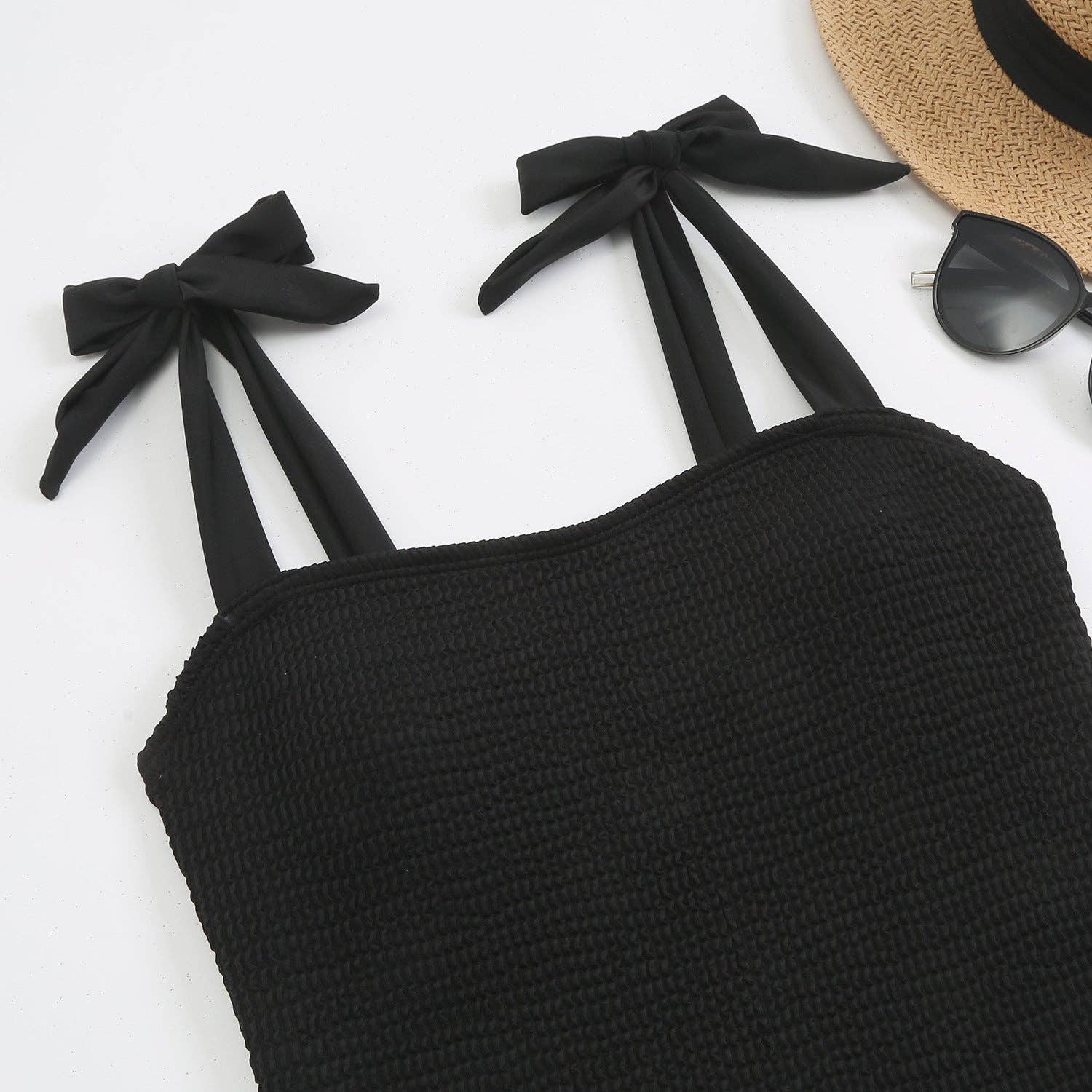 Sweetkama – wholesale One-piece swimsuit – Women’s – Bowtie Shoulder Solid Color One Piece Swimwear16