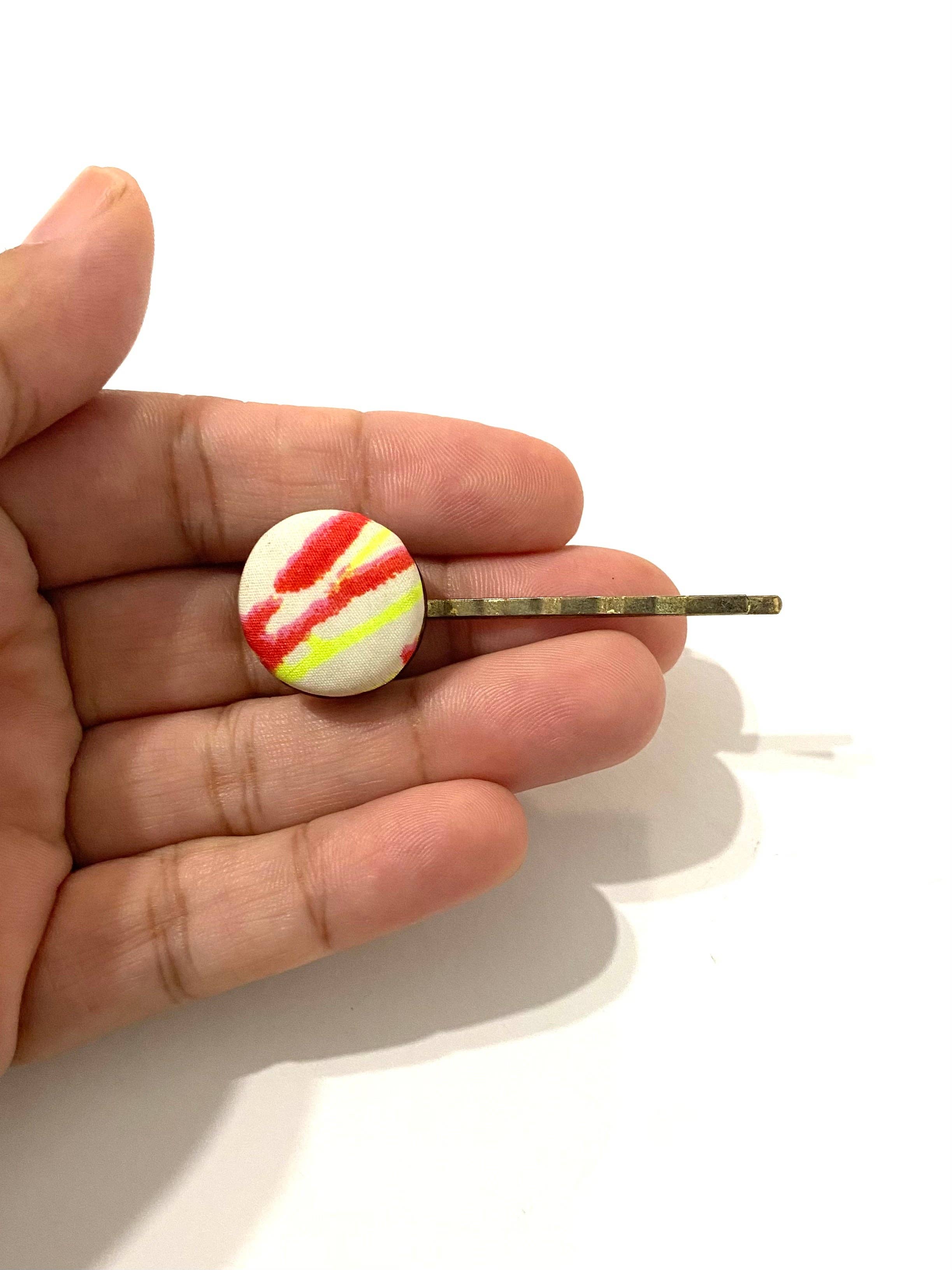 Botón de Azúcar - Wholesale Lapel Pin/Button - Silver Tone- Coral and Neon1