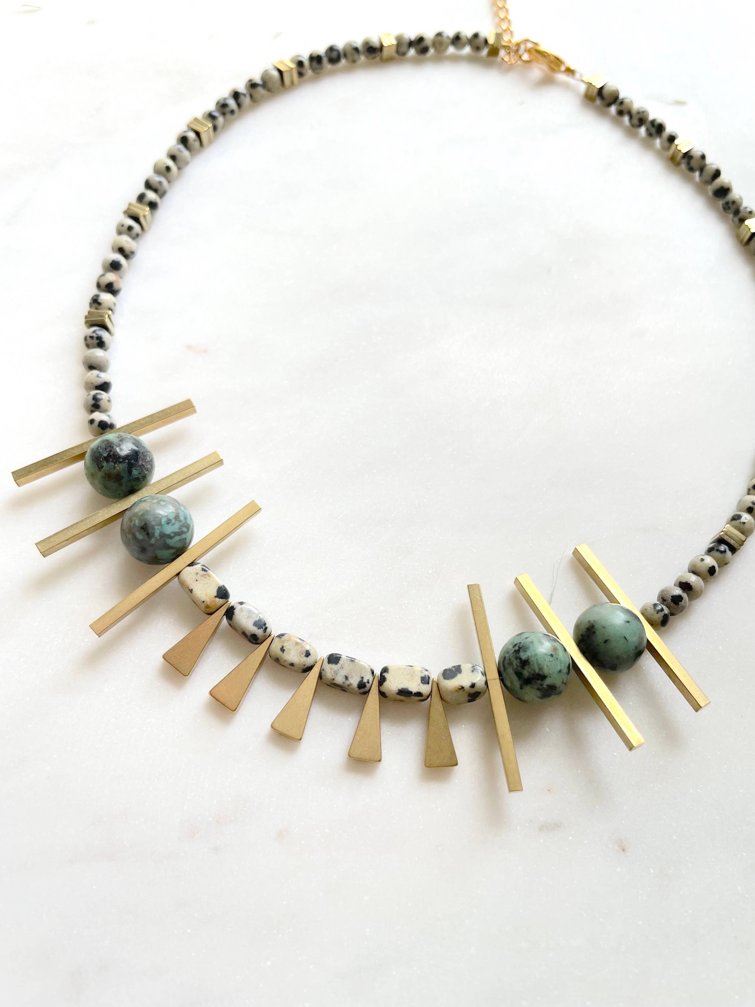 XTRA by Stacey - Wholesale Beaded/pearl necklace - The Anka Necklace - Dalmatian Jasper Gemstone Necklace2