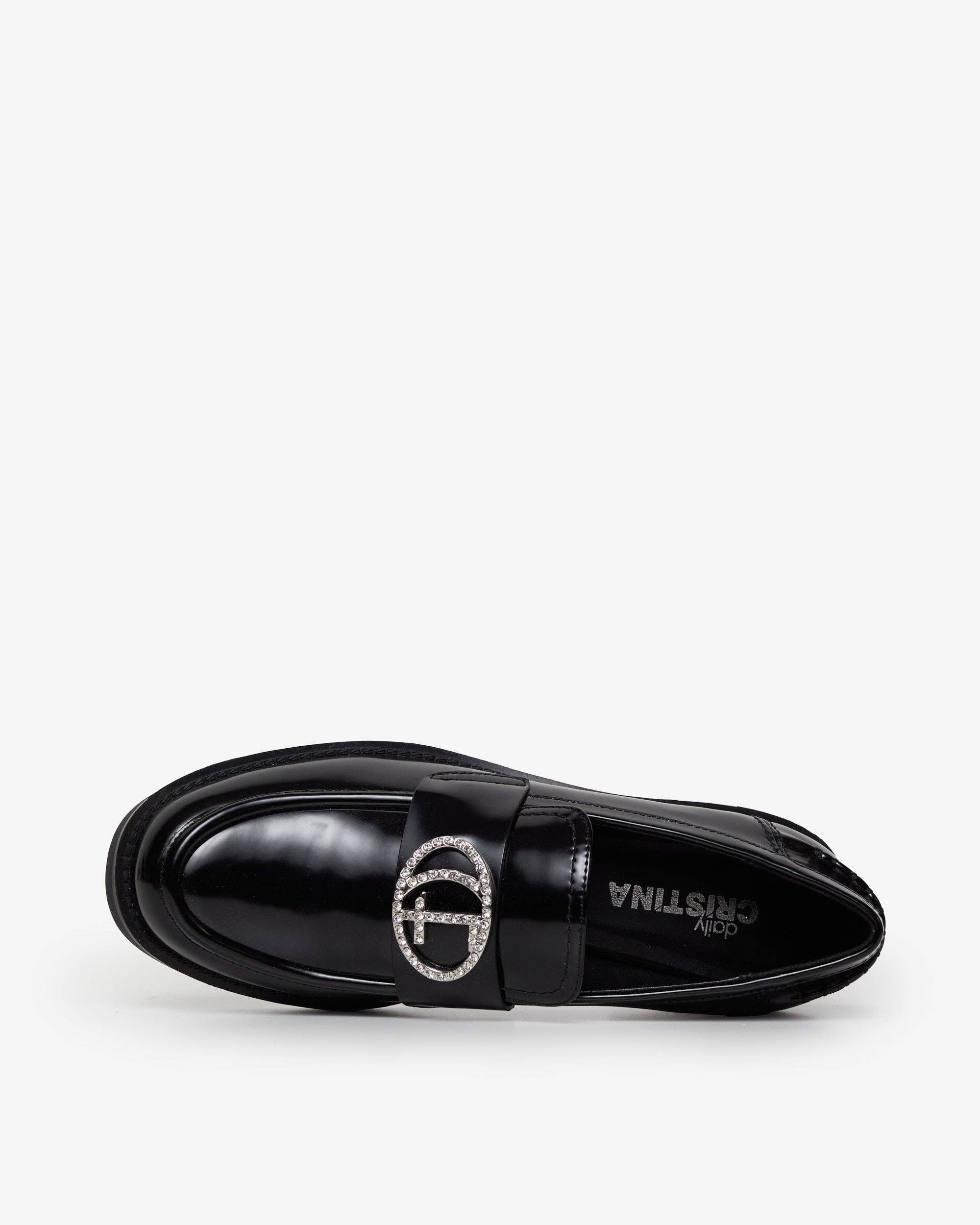 CRISTINA FERREIRA – Engroshandel Loafer – Kvinder – Rise sorte lakmoccasiner med metaldetalje7