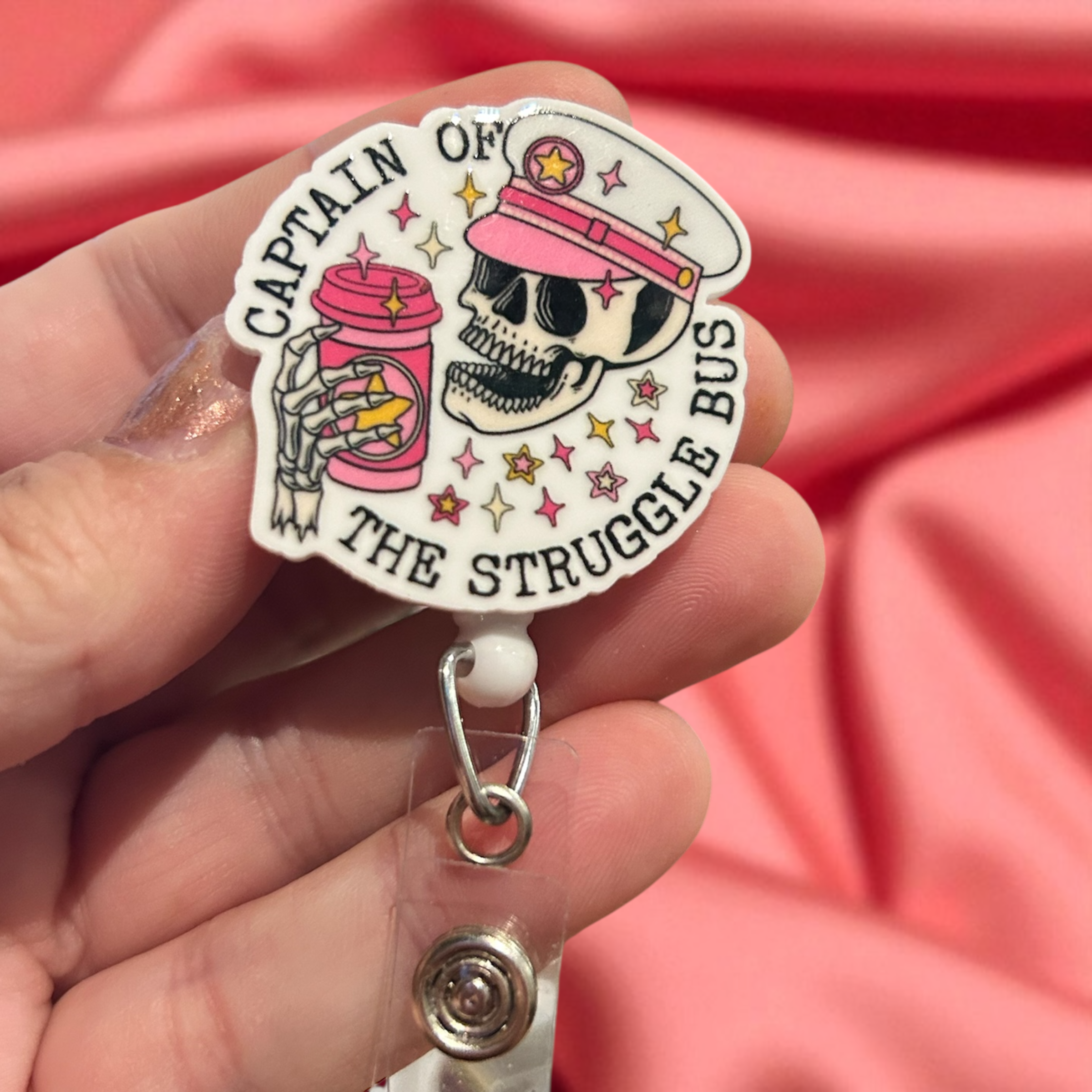 Fuzzy Edges Crafts LLC - Wholesale Badge Accessory - Women's - Captain of the Struggle Bus -  Badge Reel Holder  0