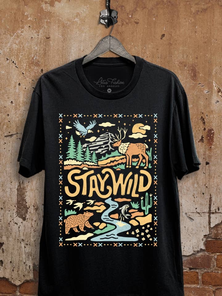 Lotus Fashion Collection - Wholesale T-Shirt (Graphic) - Women's - Stay Wild Graphic Top2