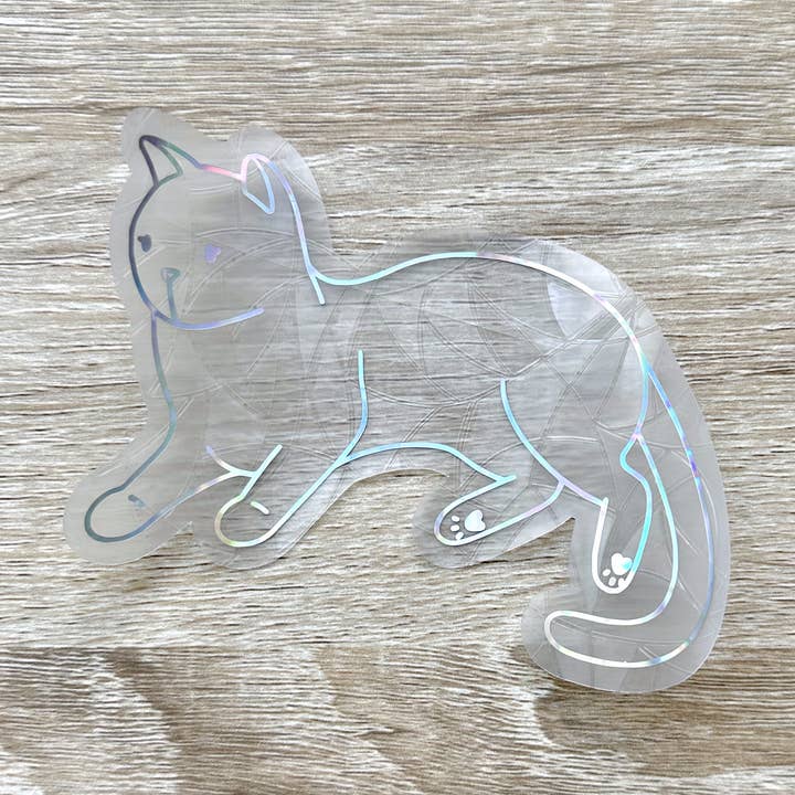 Resting Cat Sun Catcher Sticker Decal for wholesale by LaRynn Sticker Co.