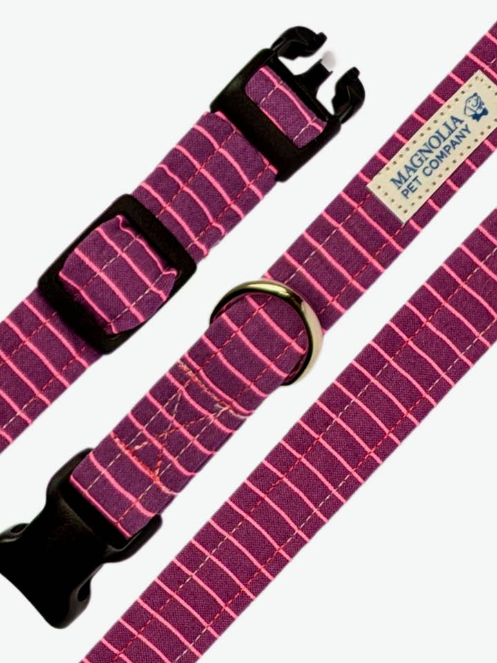 Purple and Pink Striped Dog Collar for wholesale by The Magnolia Pet Co.